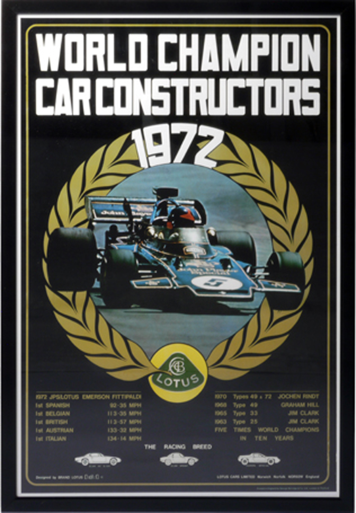 "ポスター、フレーム入り、「LOTUS ワールドチャンピョンカーコンストラクターズ」 リプリント"の画像