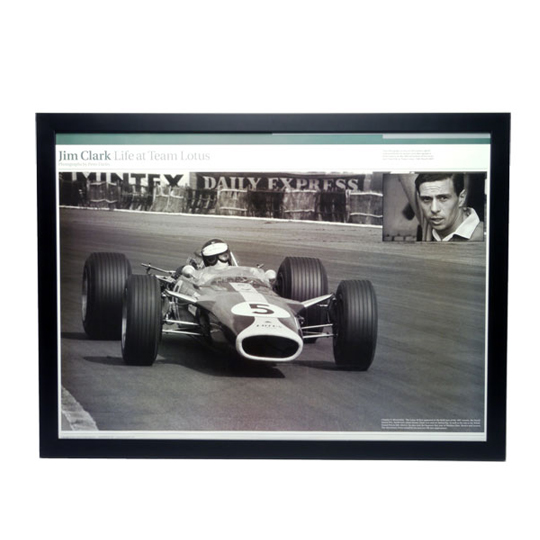 "プリント、フレーム入り、ジムクラーク、「ラストUKレースアピアランス」、作者直筆サイン入り"の画像