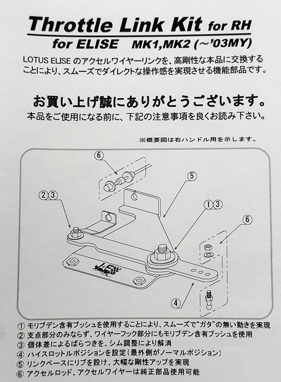 スロットルリンクキットの画像
