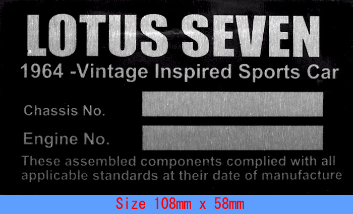 CHASSIS IDプレート・Lotus・SEVENの画像