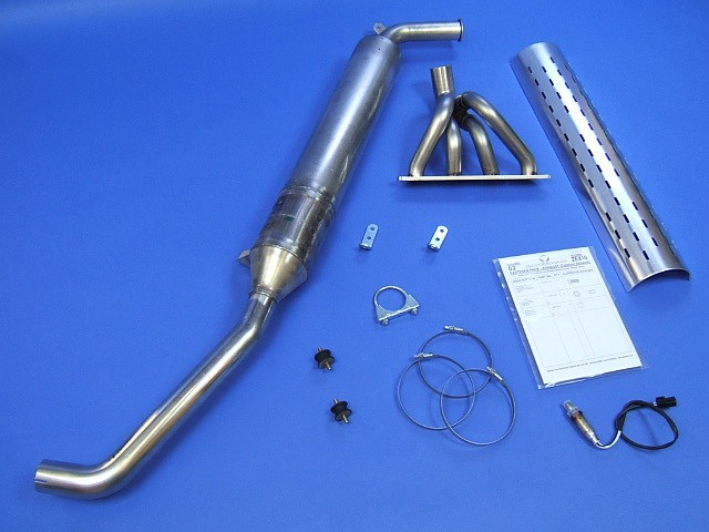 エキゾーストシステム、4-1、サイド出し、触媒内蔵 & 遮熱ガード有り、K-seriesの画像