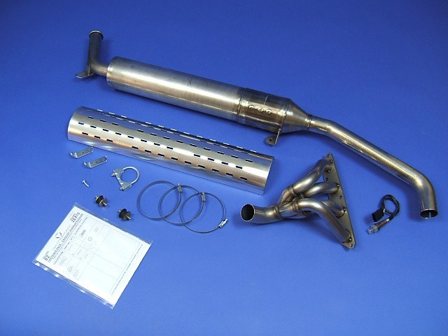 エキゾーストシステム、4-1、サイド出し、触媒内蔵 & 遮熱ガード有り、K-series EU3の画像