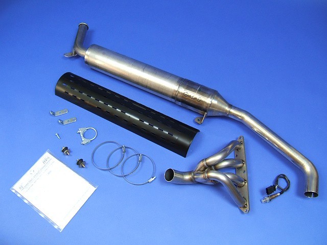 エキゾーストシステム、4-1、サイド出し、触媒内蔵 & 遮熱ガード有り、K-series EU3の画像