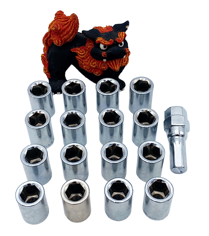 盗難対策特殊16本セットホィールナット3/8-ロックナット・貫通・クロームの画像