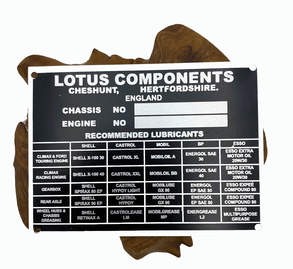 CHASSIS IDプレート・Lotus・Cheshuntの画像