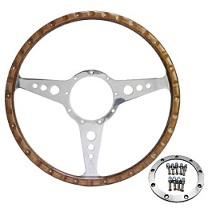 ステアリングホイール、モトリタ、ウッド、15" (381mm)、フラットの画像