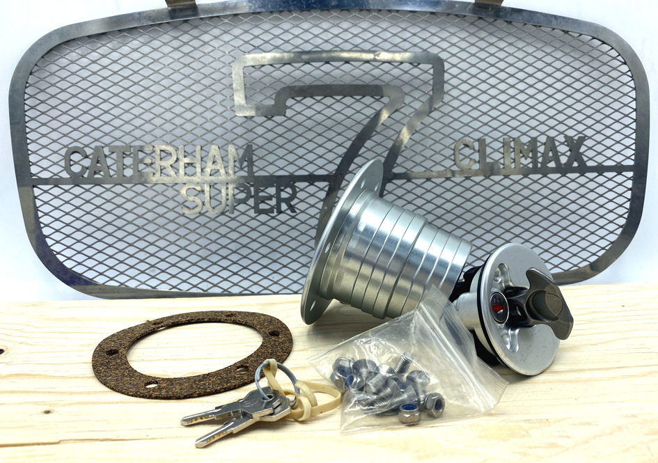 フューエルキャップ、エアロ、キャブ車用、2" & 2.25"内径ホース対応、シルバーの画像