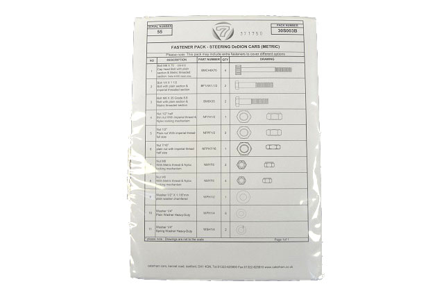 ファスナーパック、ステアリング、De-Dion 2006年以降 (メトリック)の画像