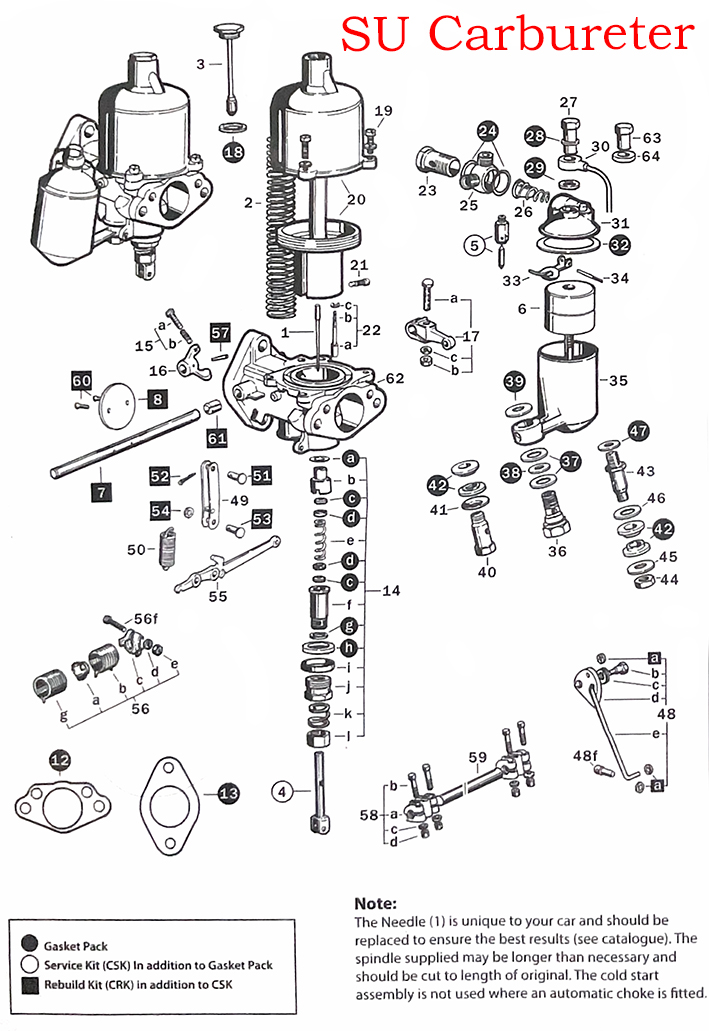 SUキャブレターリビルトキット(1キャブ分）、H4 1-1/2"、MGA1500の画像