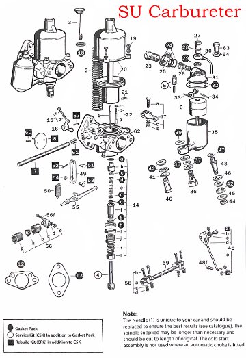 SUキャブレターリビルトキット(1キャブ分）、H4 1-1/2"、MGA1500の画像