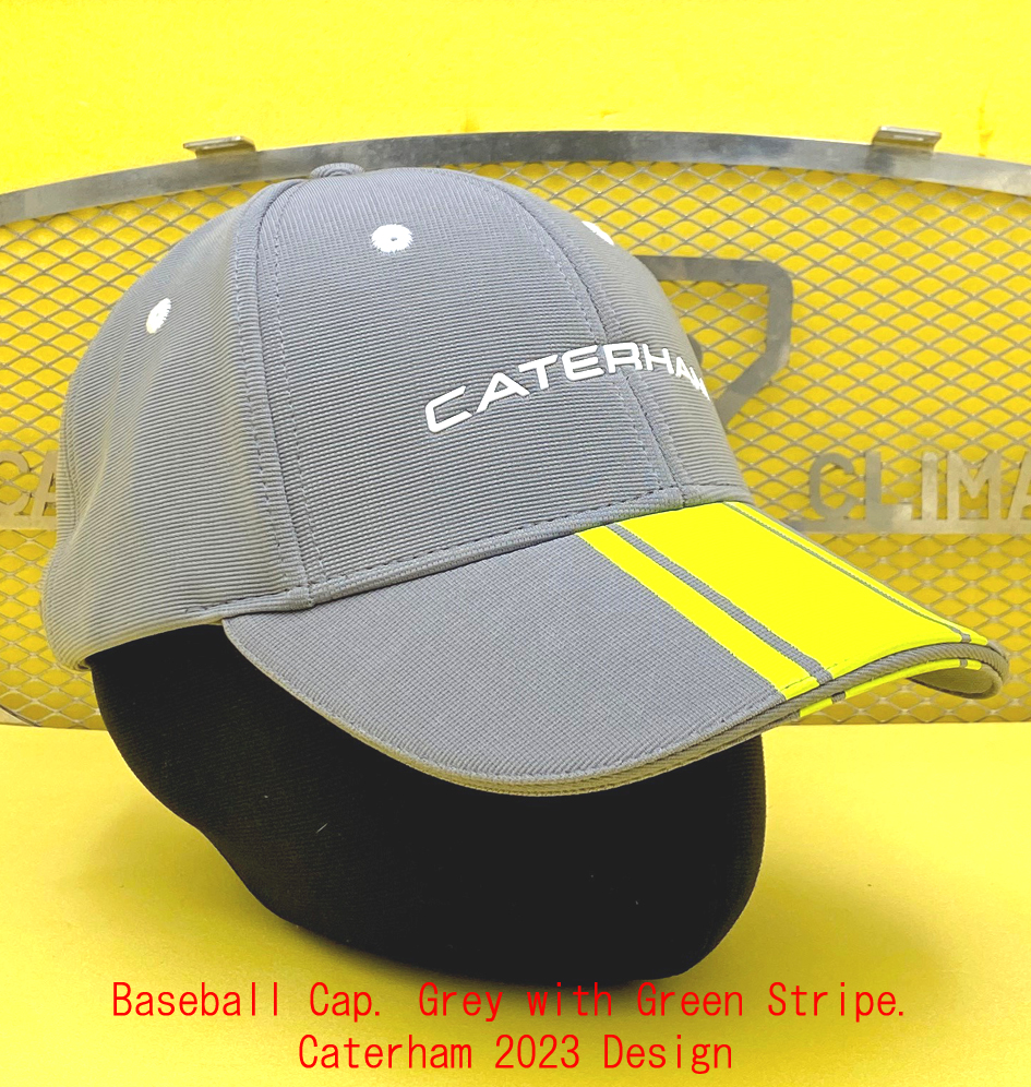 ベースボールキャップ、グレー + グリーンストライプ、ケーターハム 2023年デザインの画像