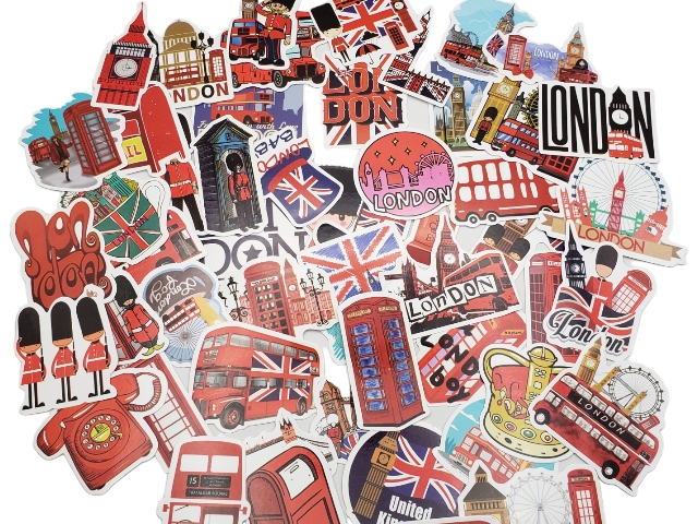 ステッカーセット、50枚入り、ユニオンジャック、ロンドン関連アソートの画像