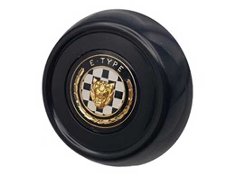 ハブキャップ、"Eタイプ チェッカード デカール"付き、ジャガー Eタイプ S2-S3の画像
