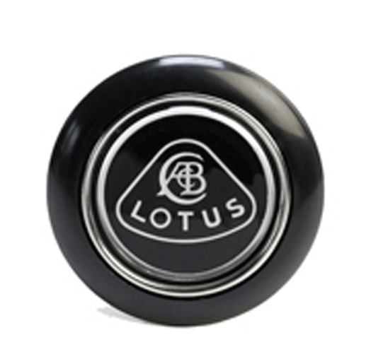 ステアリングホイールセンターモチーフ (ホーンプッシュ付き)、オリジナルスタイル、 ブラック & シルバー、ロータスの画像
