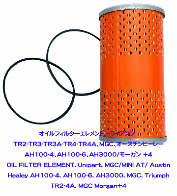 オイルフィルターエレメント、トライアンフ　TR2-TR3-TR3A-TR4-TR4A、MGC、オースチンヒーレー AH100-4、AH100-6、AH3000/モーガン +4の画像