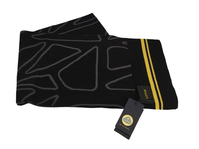 スカーフ、ロータス、ブラック & グレー、イエローストライプの画像