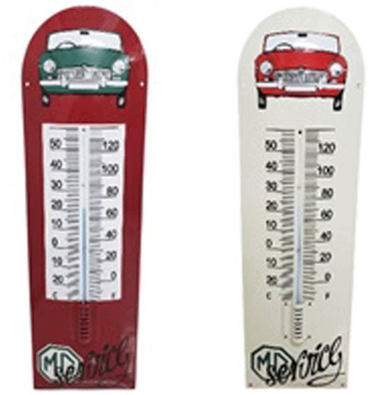 オートモビリア、エナメル（琺瑯）看板　MGサービス 温度計、サイズ : 750 x 215 mm の画像