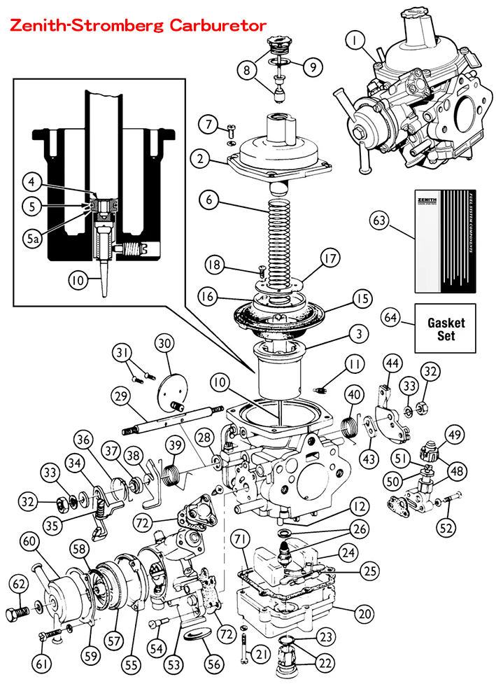 ストロンバーグキャブレター、リビルトキット (2キャブ分)、175CD、トライアンフ TR4、TR4Aの画像