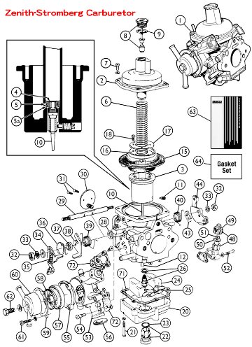 ストロンバーグキャブレター、リビルトキット (2キャブ分)、175CD、トライアンフ TR4、TR4Aの画像