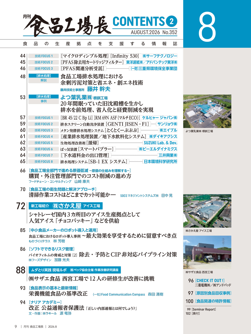月刊食品工場長2026年8月号の画像