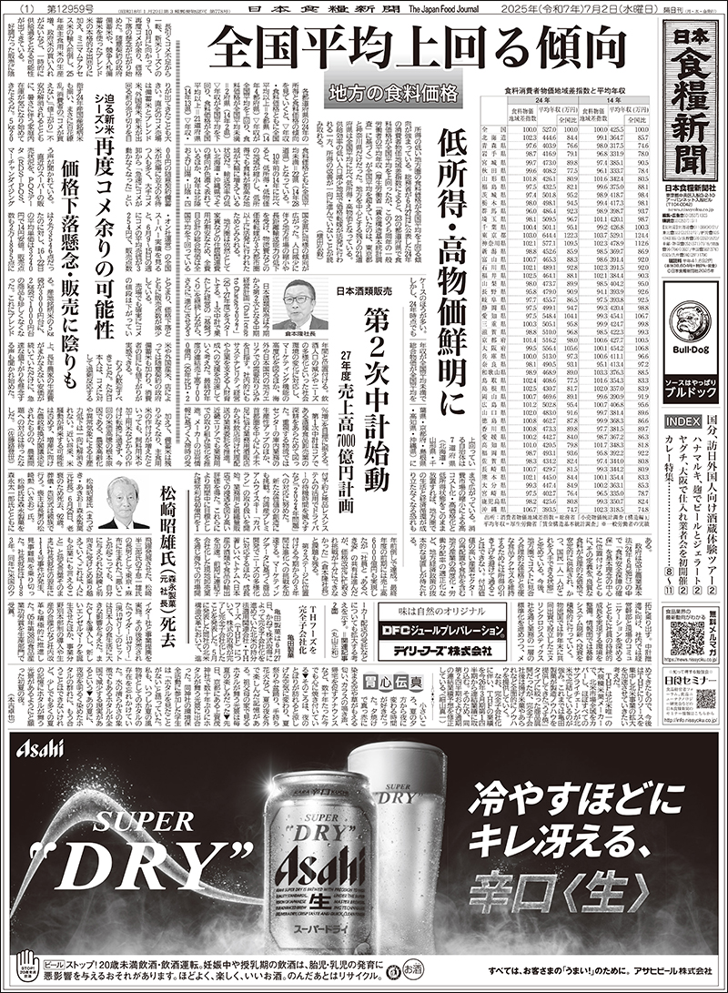 日本食糧新聞2025年7月の画像