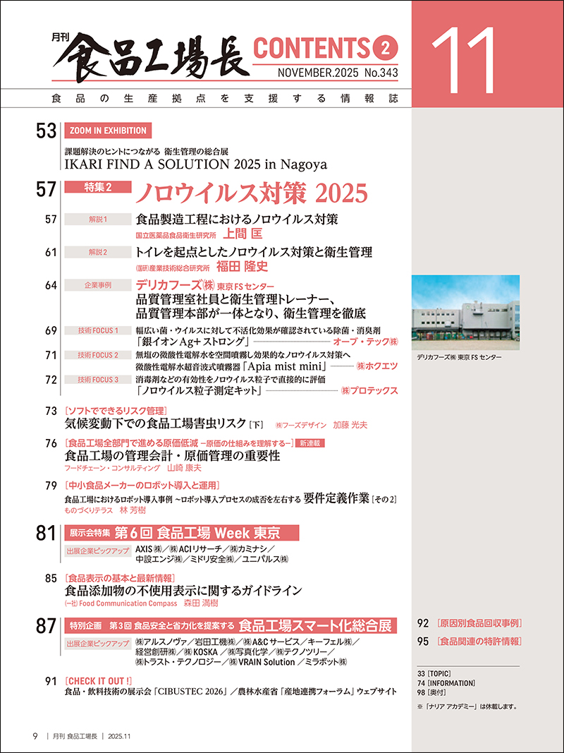 月刊食品工場長2025年11月号の画像