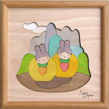 ウサギっ子びな　小黒三郎・お雛様の組み木絵の画像