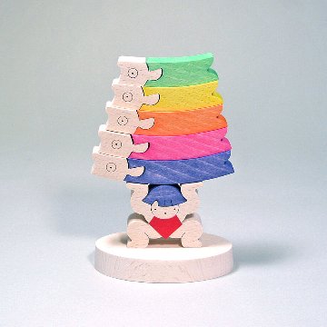鯉のぼりを揚げる金太・小　小黒三郎・組み木の五月人形の画像