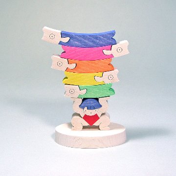 鯉のぼりを揚げる金太・小　小黒三郎・組み木の五月人形の画像