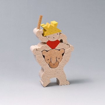 クマのりかぶと坊や　小黒三郎・組み木の五月人形画像