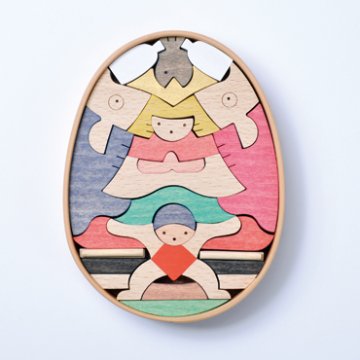 鯉武者と金太　小黒三郎・組み木の五月人形画像