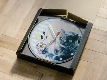 ペットの写真でオーダーメイドできるうちの子オリジナル時計　ブルーブルーム画像