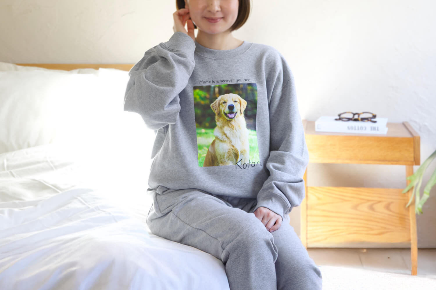 ペットの写真でオーダーメイドするスウェット上下セット スクエアデザイン