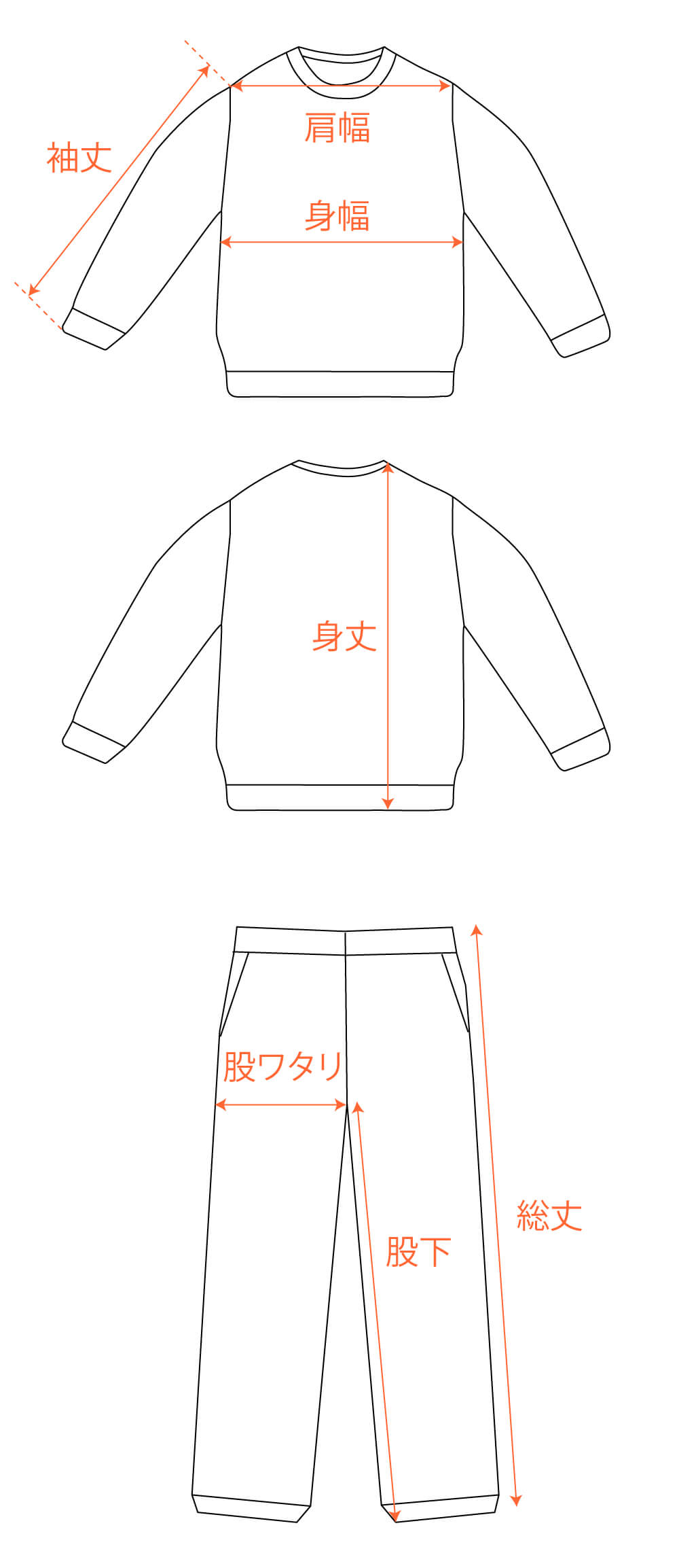 スウェット上下セット ふちどりデザインの画像