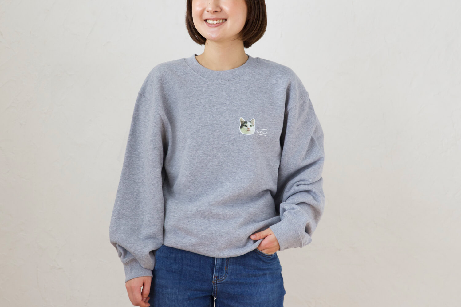 ペットの写真でオーダーメイドするスウェット ワンポイントふちどりデザイン