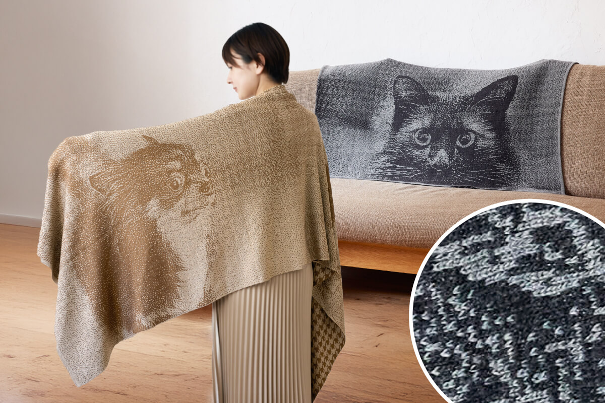 うちの子編み込みストール