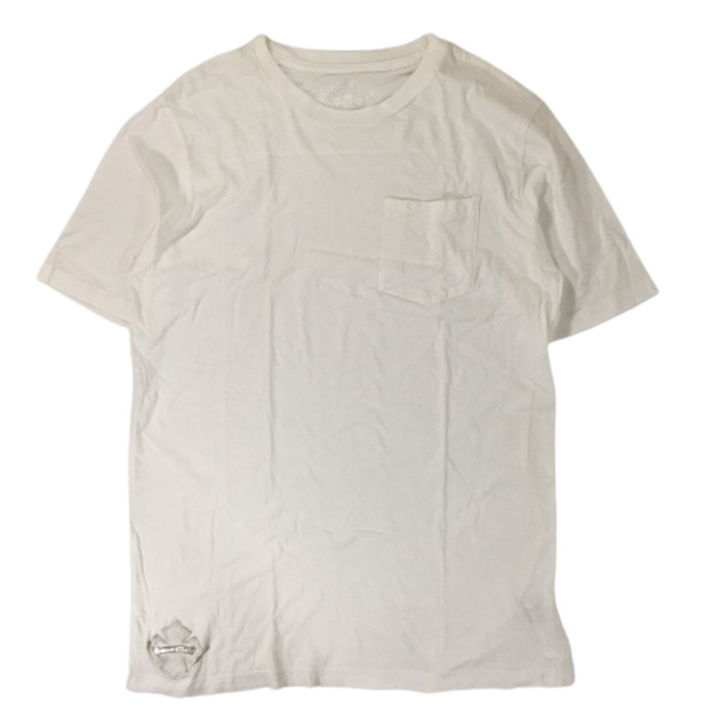 クロムハーツ CHROME HEARTS ポケット Tシャツ スクロールラベル プレート CHプラス レザーパッチ ホワイト 白 半袖 M 国内正規品の画像