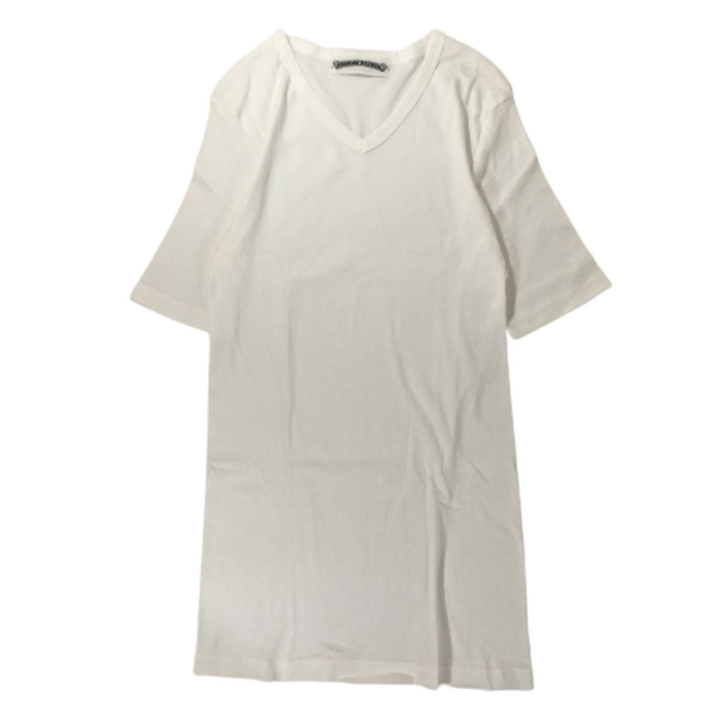 【ほぼ未使用品】クロムハーツ CHROME HEARTS グンゼ 廃盤 Tシャツ 半袖 無地 Vネック 日本製 WHITE ホワイト 白 Lの画像