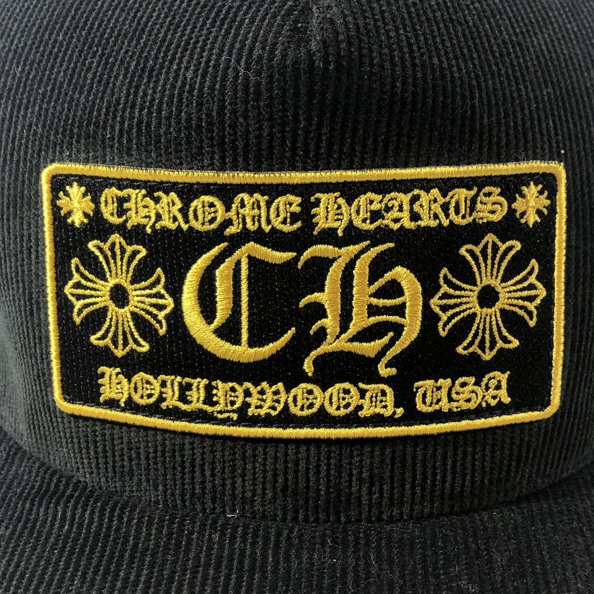 良品 クロムハーツ CHROME HEARTS キャップ コーデュロイ トラッカー メッシュ CHパッチ CORDUROY TRUCKER CAP 黒 帽子 画像