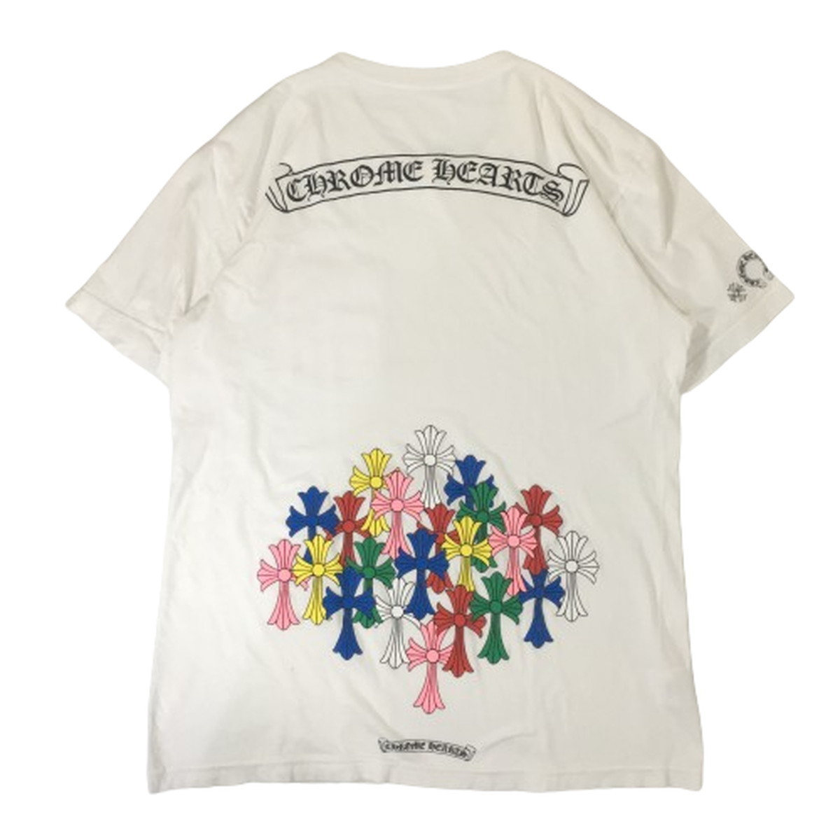 CHROME HEARTS クロムハーツ マルチカラー セメタリークロス ポケットTシャツ 国内正規品 MLTCOL CEM CRS SS TEE 白半袖 Lの画像