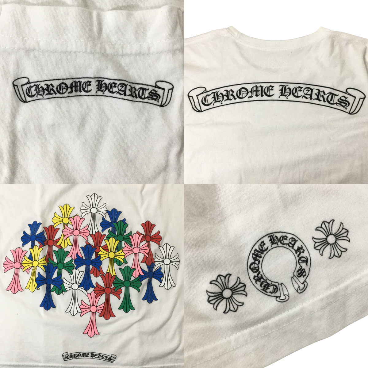 CHROME HEARTS クロムハーツ マルチカラー セメタリークロス ポケットTシャツ 国内正規品 MLTCOL CEM CRS SS TEE 白半袖 Lの画像