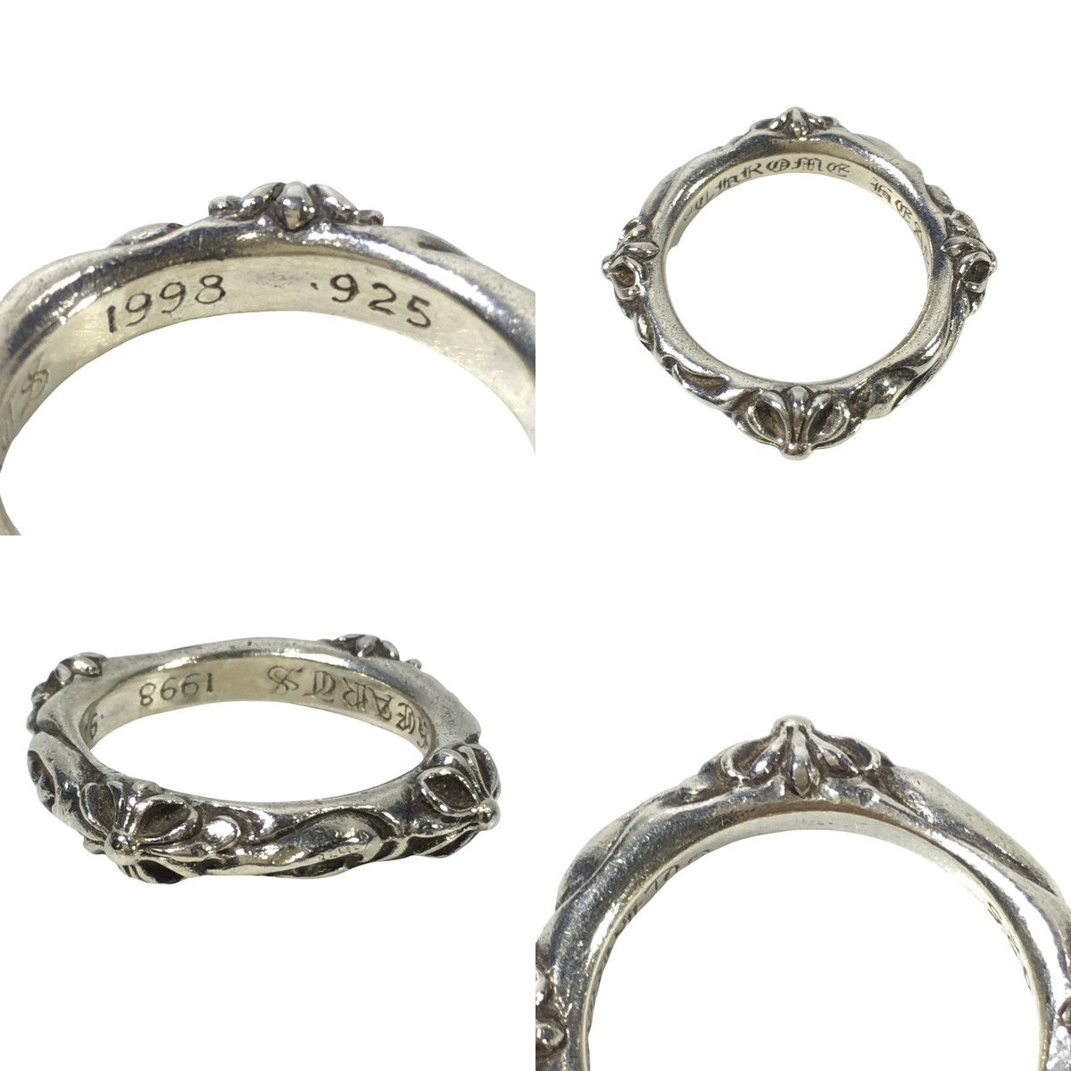 CHROME HEARTS クロムハーツ リング SBTバンドリング SBT BAND RING 指輪 シルバー クロス スクロール 指輪 18号の画像