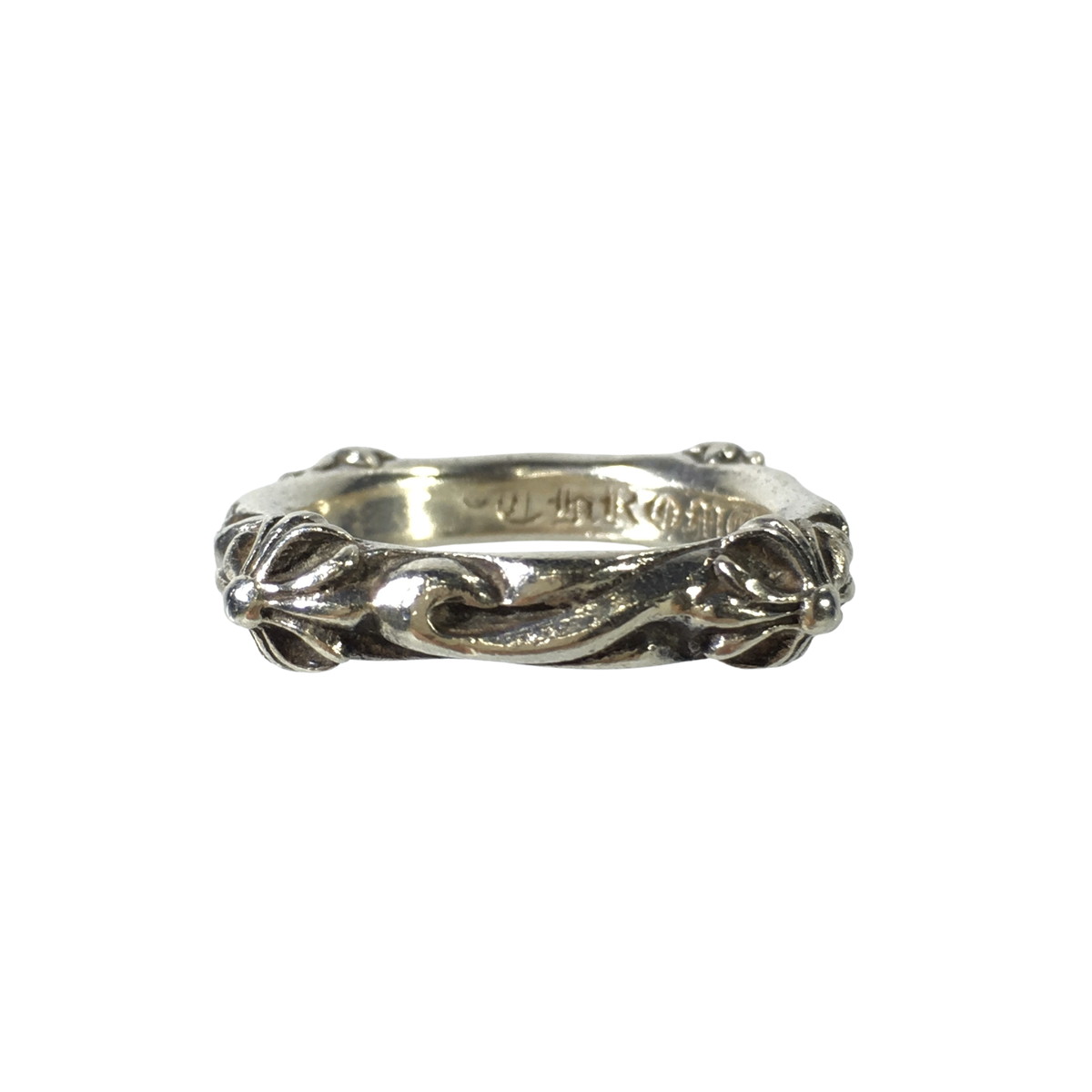 CHROME HEARTS クロムハーツ リング SBTバンドリング SBT BAND RING 指輪 シルバー クロス スクロール 指輪 18号の画像