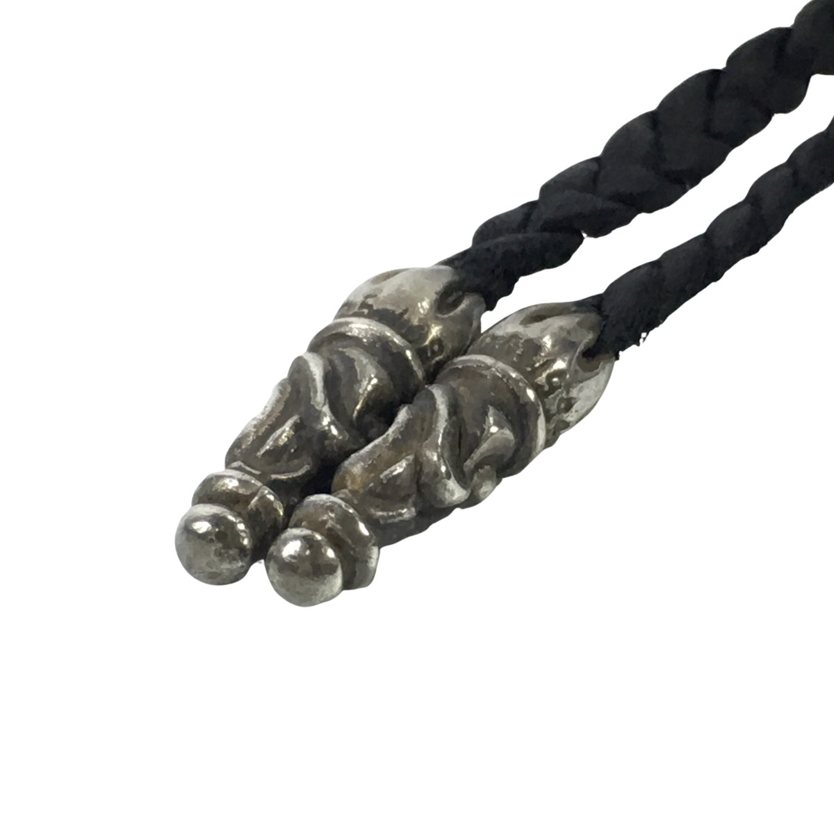 CHROME HEARTS クロムハーツ ネックレス レザーブレイド タイニー スクロールチップ LEATHER BRAID SCROLL 104cmの画像