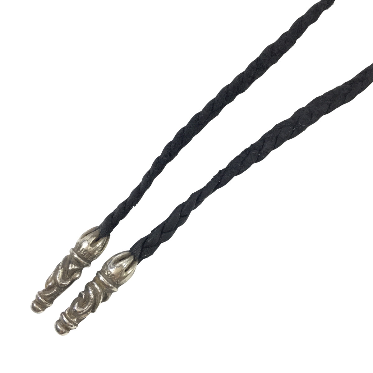 CHROME HEARTS クロムハーツ ネックレス レザーブレイド タイニー スクロールチップ LEATHER BRAID SCROLL 104cmの画像