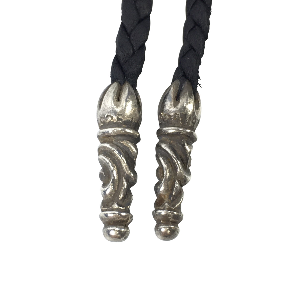 CHROME HEARTS クロムハーツ ネックレス レザーブレイド タイニー スクロールチップ LEATHER BRAID SCROLL 104cmの画像