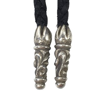 CHROME HEARTS クロムハーツ ネックレス レザーブレイド タイニー スクロールチップ LEATHER BRAID SCROLL 104cmの画像