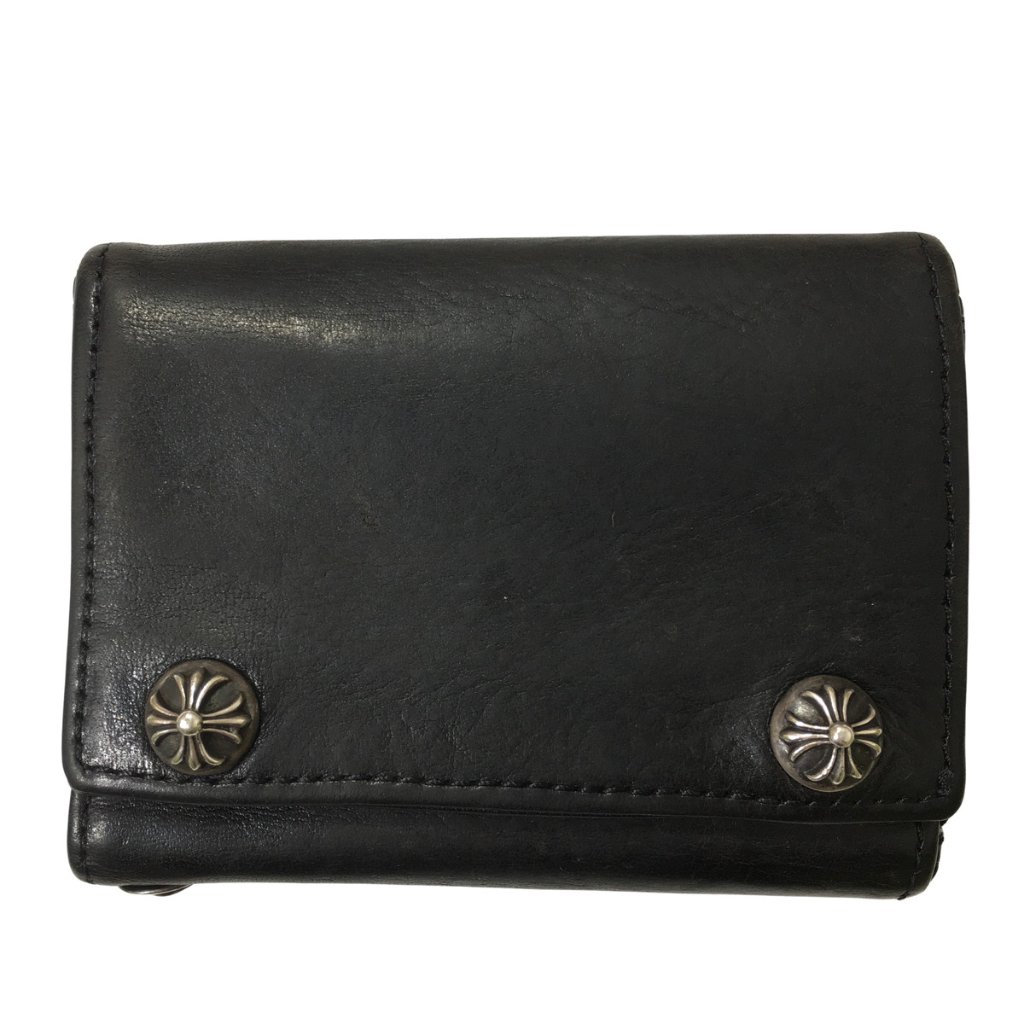 CHROME HEARTS クロムハーツ 3フォールド レザーウォレット クロスボタン 三つ折り財布 3 FOLD WALLET CRS BTTN CROSS の画像