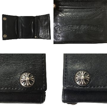 CHROME HEARTS クロムハーツ 3フォールド レザーウォレット クロスボタン 三つ折り財布 3 FOLD WALLET CRS BTTN CROSS の画像