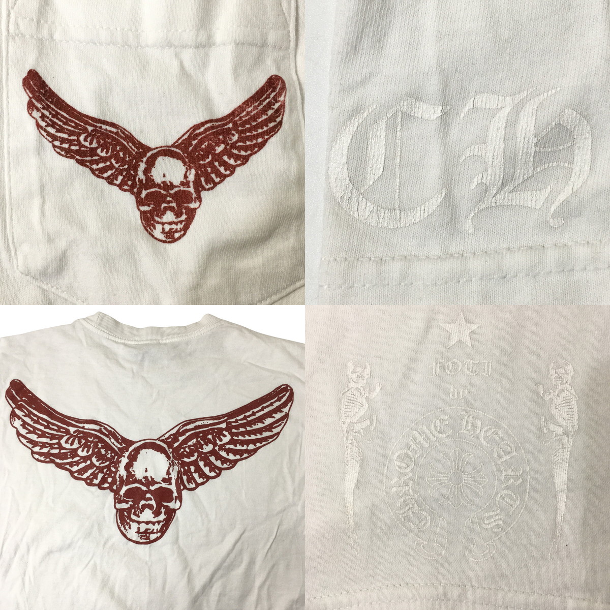 CHROME HEARTS クロムハーツ Tシャツ FOTI フォティ マハリア ジャービス スカル ウィング ホワイト 国内正規品 白 半袖 Mの画像